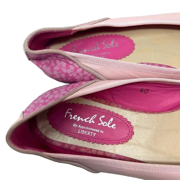 French Sole for Liberty Of London Love Heart Pink Leather Flats Size 40 9.5