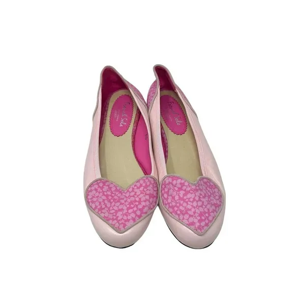 French Sole for Liberty Of London Love Heart Pink Leather Flats Size 40 9.5