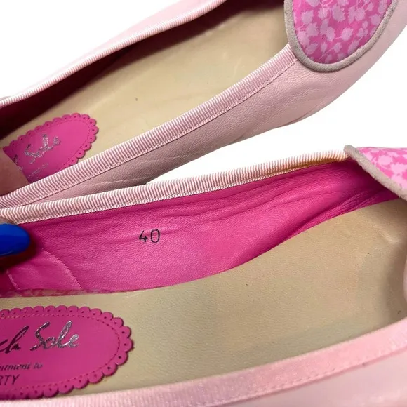 French Sole for Liberty Of London Love Heart Pink Leather Flats Size 40 9.5