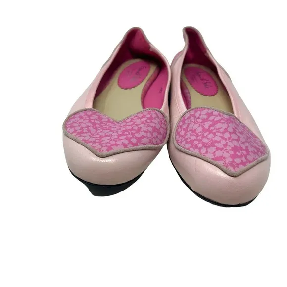 French Sole for Liberty Of London Love Heart Pink Leather Flats Size 40 9.5