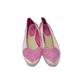 French Sole for Liberty Of London Love Heart Pink Leather Flats Size 40 9.5