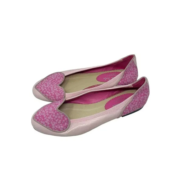 French Sole for Liberty Of London Love Heart Pink Leather Flats Size 40 9.5