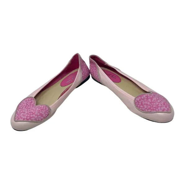 French Sole for Liberty Of London Love Heart Pink Leather Flats Size 40 9.5