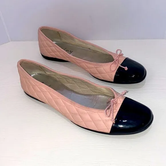 French Sole F/S Women's Passport Ballet Flats In Pink &amp; Black Size 9