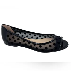 French Sole FS/NY Noir Sheer Polka Dot Peep Toe Ballet Flats Black Sz 8