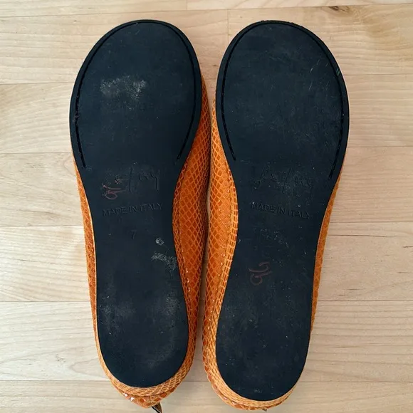 French Sole FS/NY orange Snake Flats Made in Italy size 7