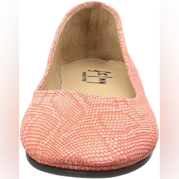 French Sole FS/NY Zeppa Coral Lizard-FE Flats Made in Italy Sz 8