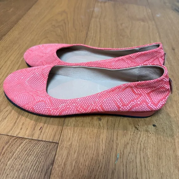 French Sole FS/NY Zeppa Coral Lizard-FE Flats Made in Italy Sz 8