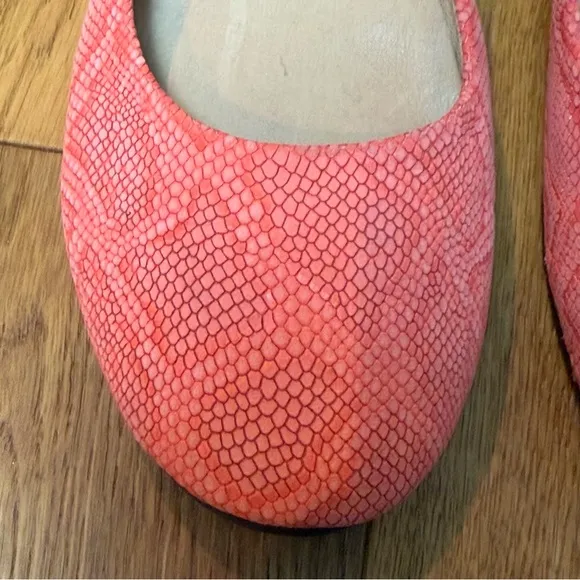 French Sole FS/NY Zeppa Coral Lizard-FE Flats Made in Italy Sz 8