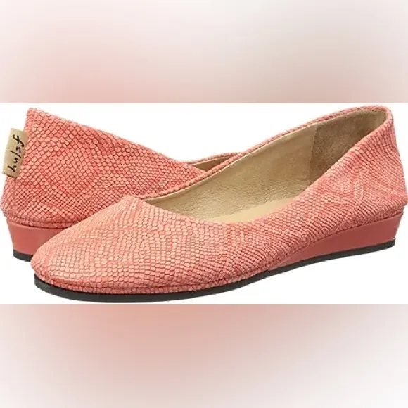 French Sole FS/NY Zeppa Coral Lizard-FE Flats Made in Italy Sz 8