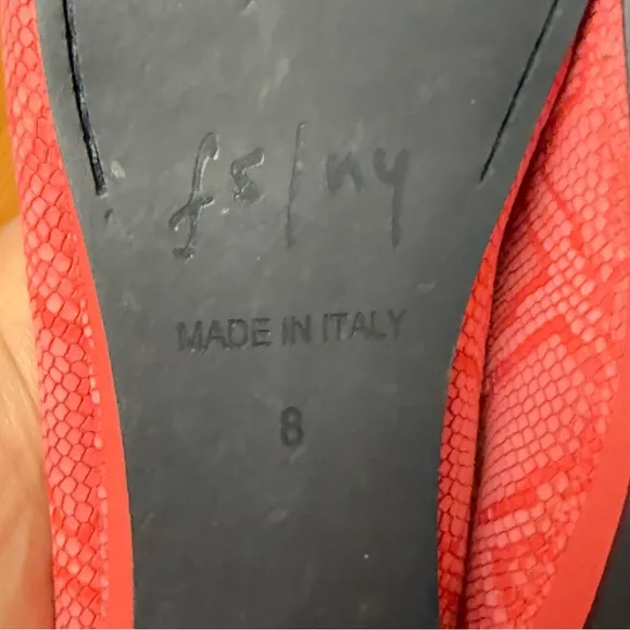 French Sole FS/NY Zeppa Coral Lizard-FE Flats Made in Italy Sz 8