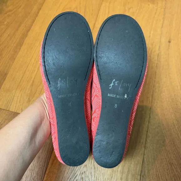 French Sole FS/NY Zeppa Coral Lizard-FE Flats Made in Italy Sz 8