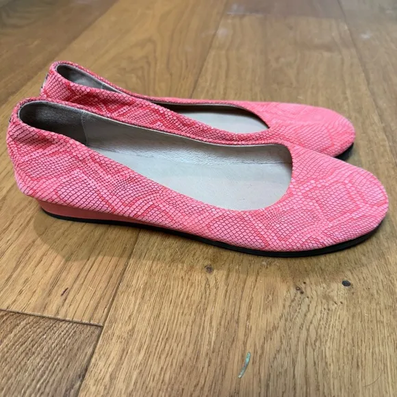 French Sole FS/NY Zeppa Coral Lizard-FE Flats Made in Italy Sz 8