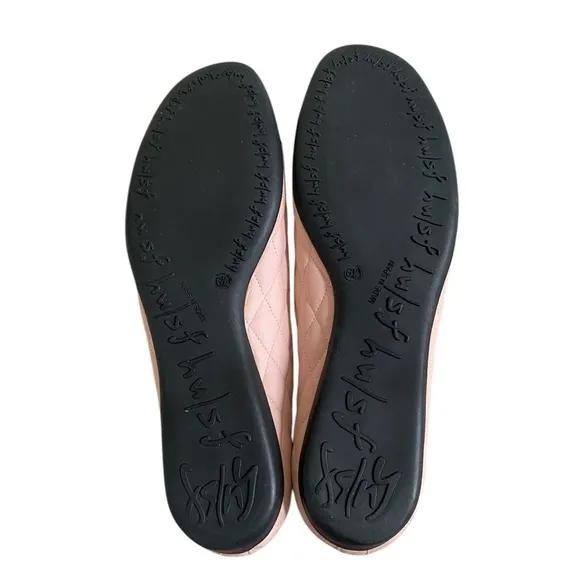 French Sole Passport Rubber Blush Quilted Black Patent Leather Ballet Flat 6.5
