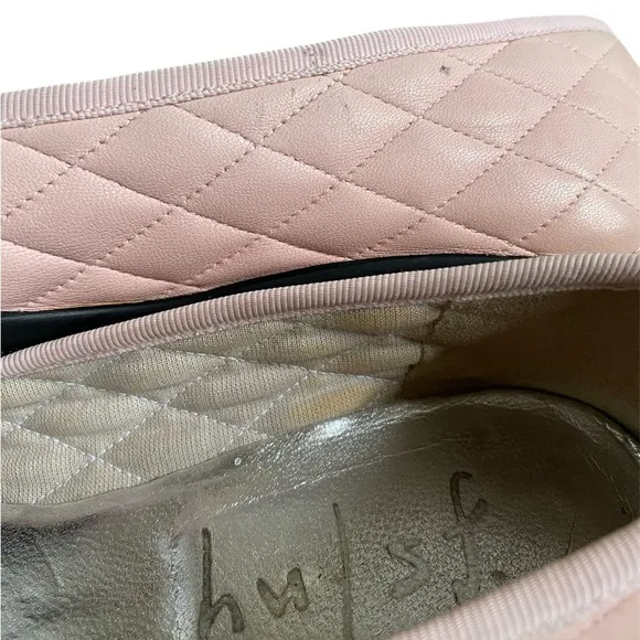 French Sole Passport Rubber Blush Quilted Black Patent Leather Ballet Flat 6.5
