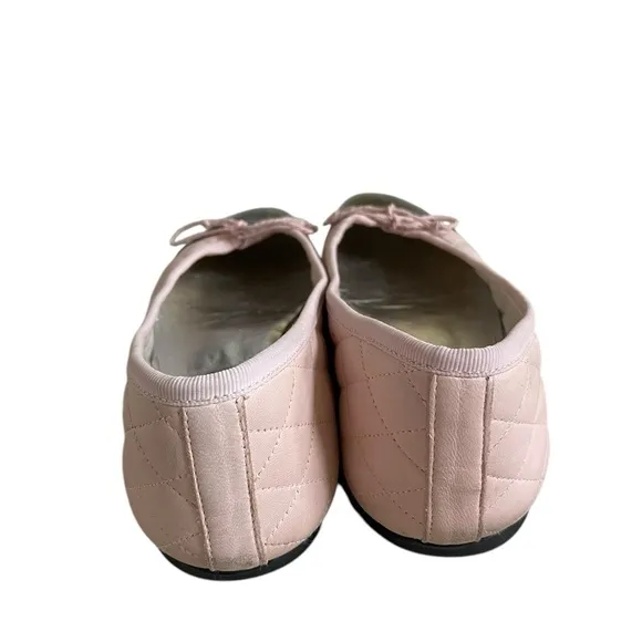 French Sole Passport Rubber Blush Quilted Black Patent Leather Ballet Flat 6.5
