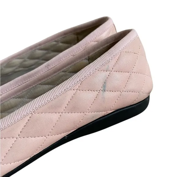 French Sole Passport Rubber Blush Quilted Black Patent Leather Ballet Flat 6.5