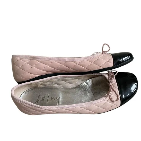 French Sole Passport Rubber Blush Quilted Black Patent Leather Ballet Flat 6.5