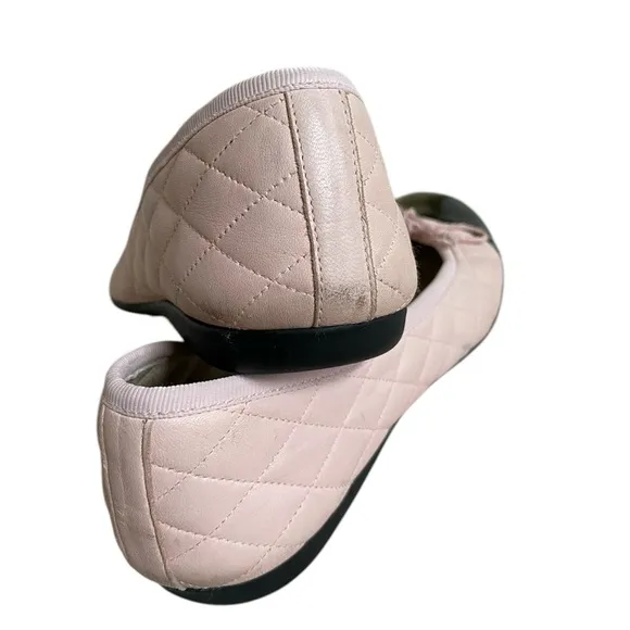 French Sole Passport Rubber Blush Quilted Black Patent Leather Ballet Flat 6.5
