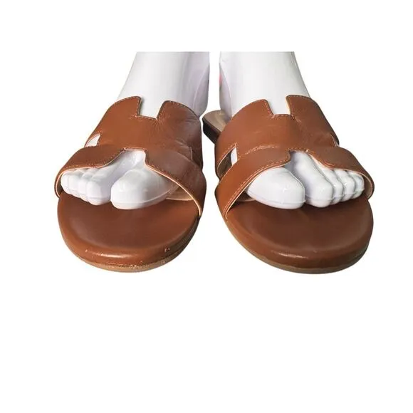 French Sole Tuckernuck Womens Size 8.5B Cognac Brown Leather Alibi Sandals Flats
