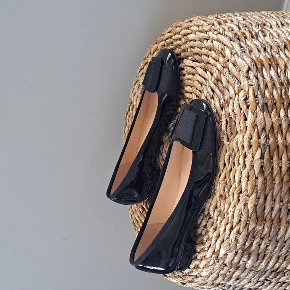 French Sole Womens Patent Leather Drum 2‎ Ballet Flats Front Buckle Sise 7.5