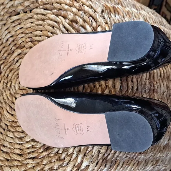 French Sole Womens Patent Leather Drum 2‎ Ballet Flats Front Buckle Sise 7.5