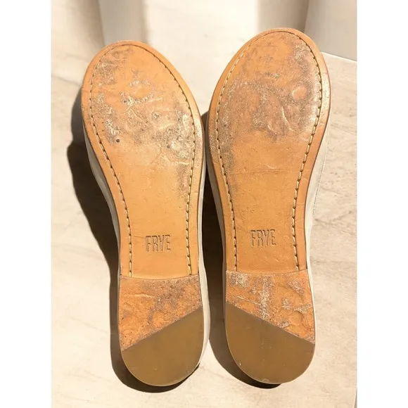 Frye Ballet Flats Beige Leather Slip-On Shoes Women's 6.5M Made in Mexico