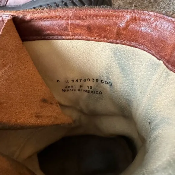 FRYE Boot VERONICA TANKER ENGINEER Combat Boho Distressed Leather Cognac Size 8