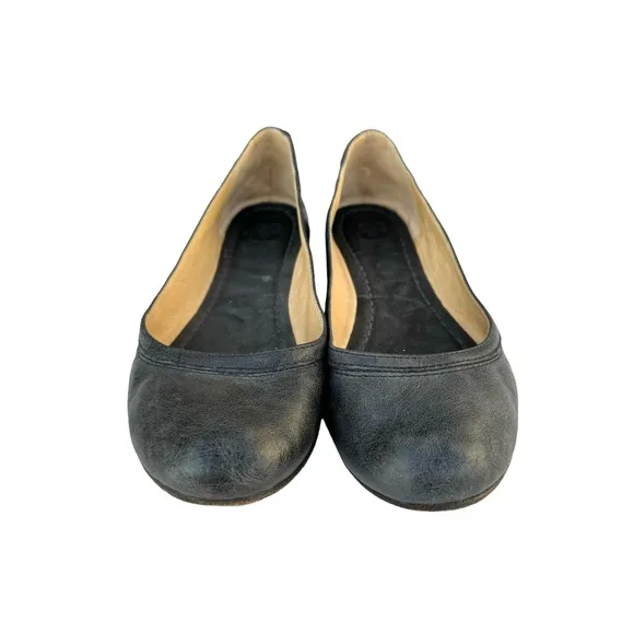 FRYE Carson Black Leather Round Toe Ballet Flats Loafers Women’s Size 8.5