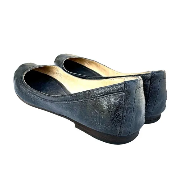 FRYE Carson Black Leather Round Toe Ballet Flats Loafers Women’s Size 8.5