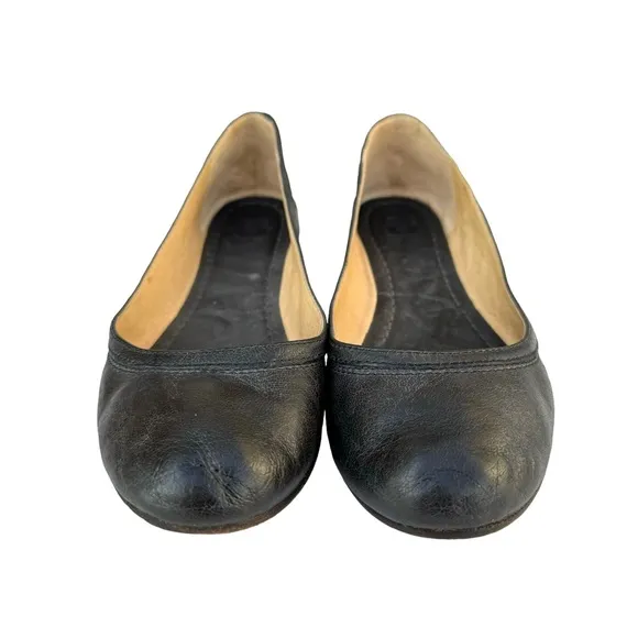 FRYE Carson Black Leather Round Toe Ballet Flats Loafers Women’s Size 8.5