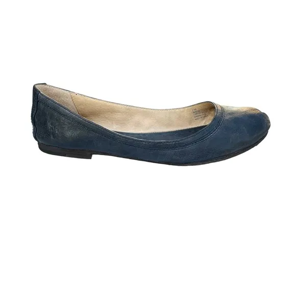 FRYE Carson Black Leather Round Toe Ballet Flats Loafers Women’s Size 8.5