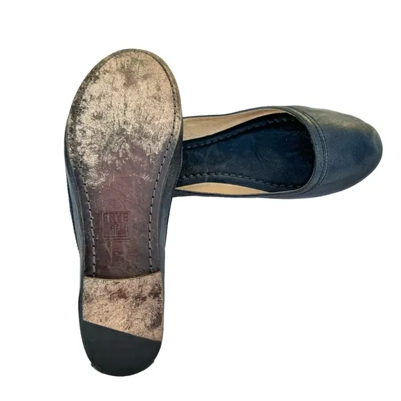 FRYE Carson Black Leather Round Toe Ballet Flats Loafers Women’s Size 8.5