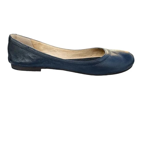 FRYE Carson Black Leather Round Toe Ballet Flats Loafers Women’s Size 8.5