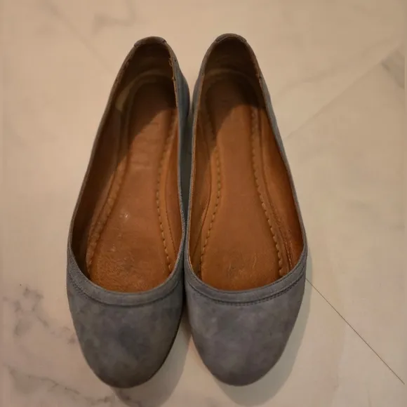 Frye Carson Dusty Blue Suede Flats