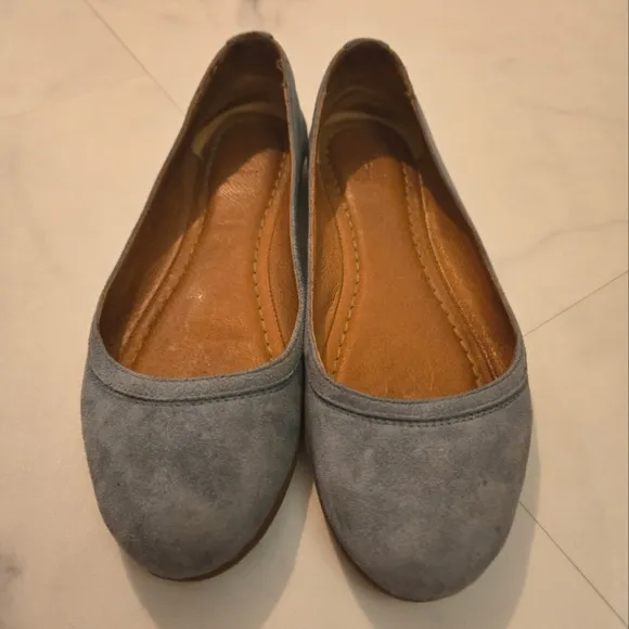 Frye Carson Dusty Blue Suede Flats