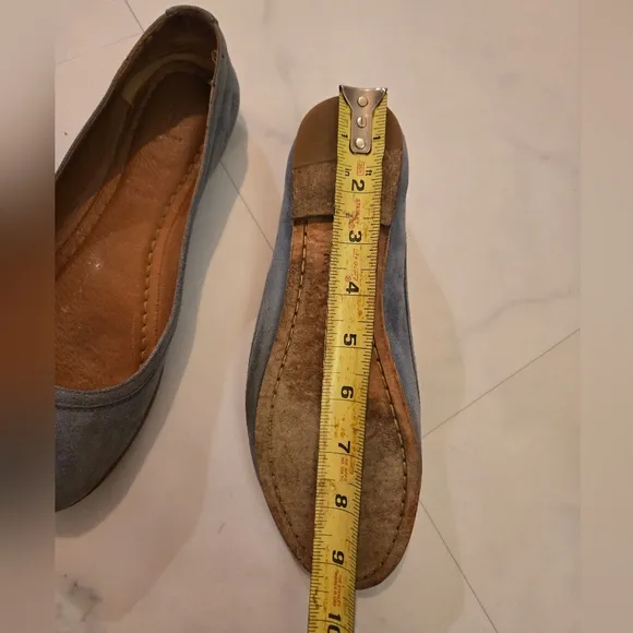Frye Carson Dusty Blue Suede Flats