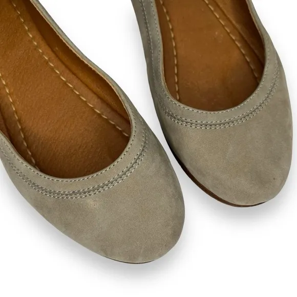 FRYE Carson Taupe Grey Suede Leather Slip-On Round Toe Ballet Flats Shoe 8
