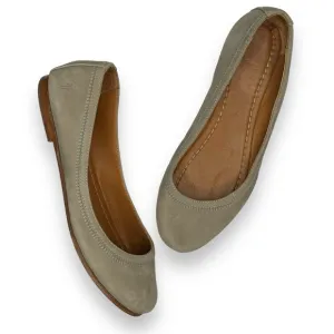 FRYE Carson Taupe Grey Suede Leather Slip-On Round Toe Ballet Flats Shoe 8