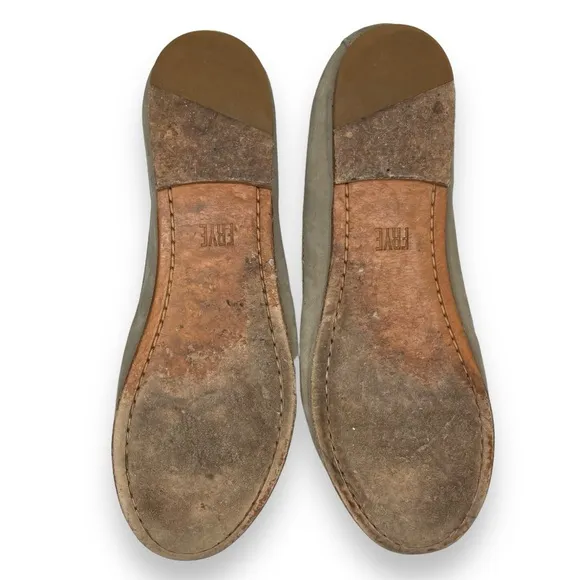 FRYE Carson Taupe Grey Suede Leather Slip-On Round Toe Ballet Flats Shoe 8