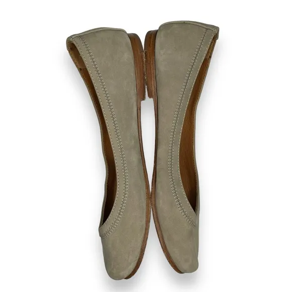 FRYE Carson Taupe Grey Suede Leather Slip-On Round Toe Ballet Flats Shoe 8
