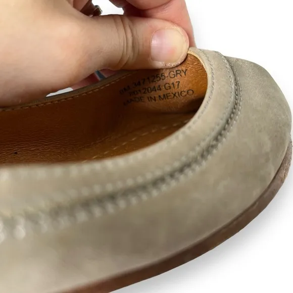 FRYE Carson Taupe Grey Suede Leather Slip-On Round Toe Ballet Flats Shoe 8