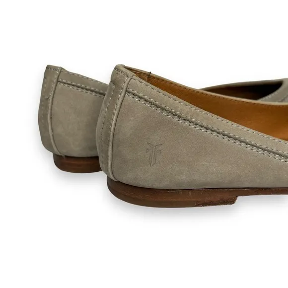 FRYE Carson Taupe Grey Suede Leather Slip-On Round Toe Ballet Flats Shoe 8