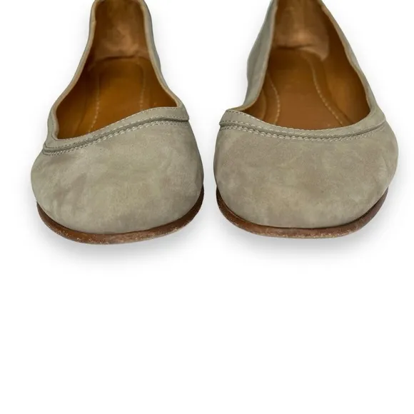 FRYE Carson Taupe Grey Suede Leather Slip-On Round Toe Ballet Flats Shoe 8