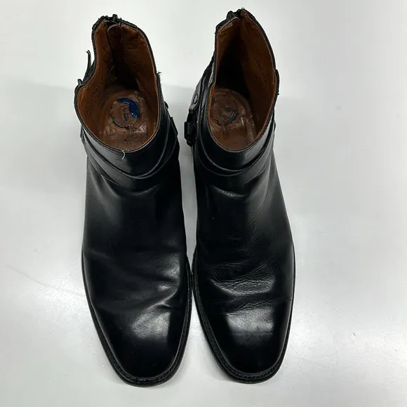 Frye Dylan Moto Harness Chelsea Boots Leather Black Silver Men's Size 10.5 D
