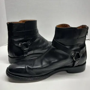 Frye Dylan Moto Harness Chelsea Boots Leather Black Silver Men's Size 10.5 D