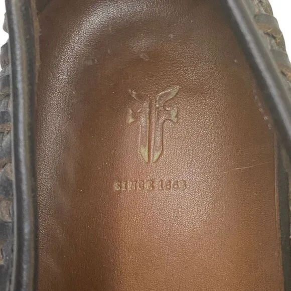 Frye Gabe Woven Loafers Slip On Shoes Men's Size 7 Black Leather Basket Weave