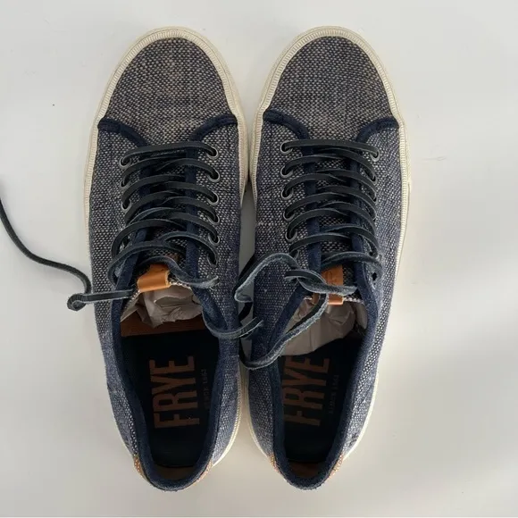FRYE LUDLOW LOW 80517 MENS BLUE CANVAS LOW TOP LACE UP LIFESTYLE SNEAKERS SHOES