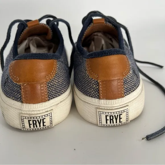 FRYE LUDLOW LOW 80517 MENS BLUE CANVAS LOW TOP LACE UP LIFESTYLE SNEAKERS SHOES