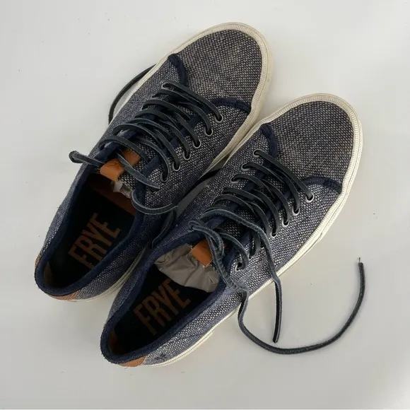 FRYE LUDLOW LOW 80517 MENS BLUE CANVAS LOW TOP LACE UP LIFESTYLE SNEAKERS SHOES
